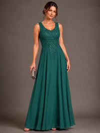 A-line 2 Pieces Chiffon Appliques Mother of The Bride Dresses with Jackets