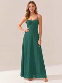 JOVELLEE Yellow Sweetheart Ruched Bust Chiffon Maxi Dress