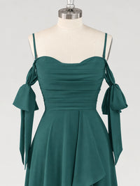 A-Line Ruffles Chiffon Bridesmaid Dress with Slit