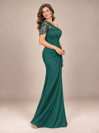 One Shoulder Chiffon Mother of The Bride Dress