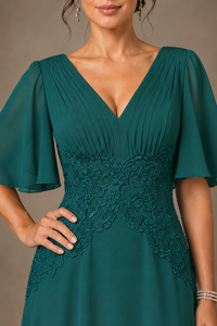 A-Line Chiffon Mother of the Bride Dress with Applique