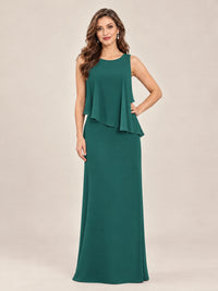 Cape Sleeve Mother of the Bride Dress with Asymmetrical Overlay