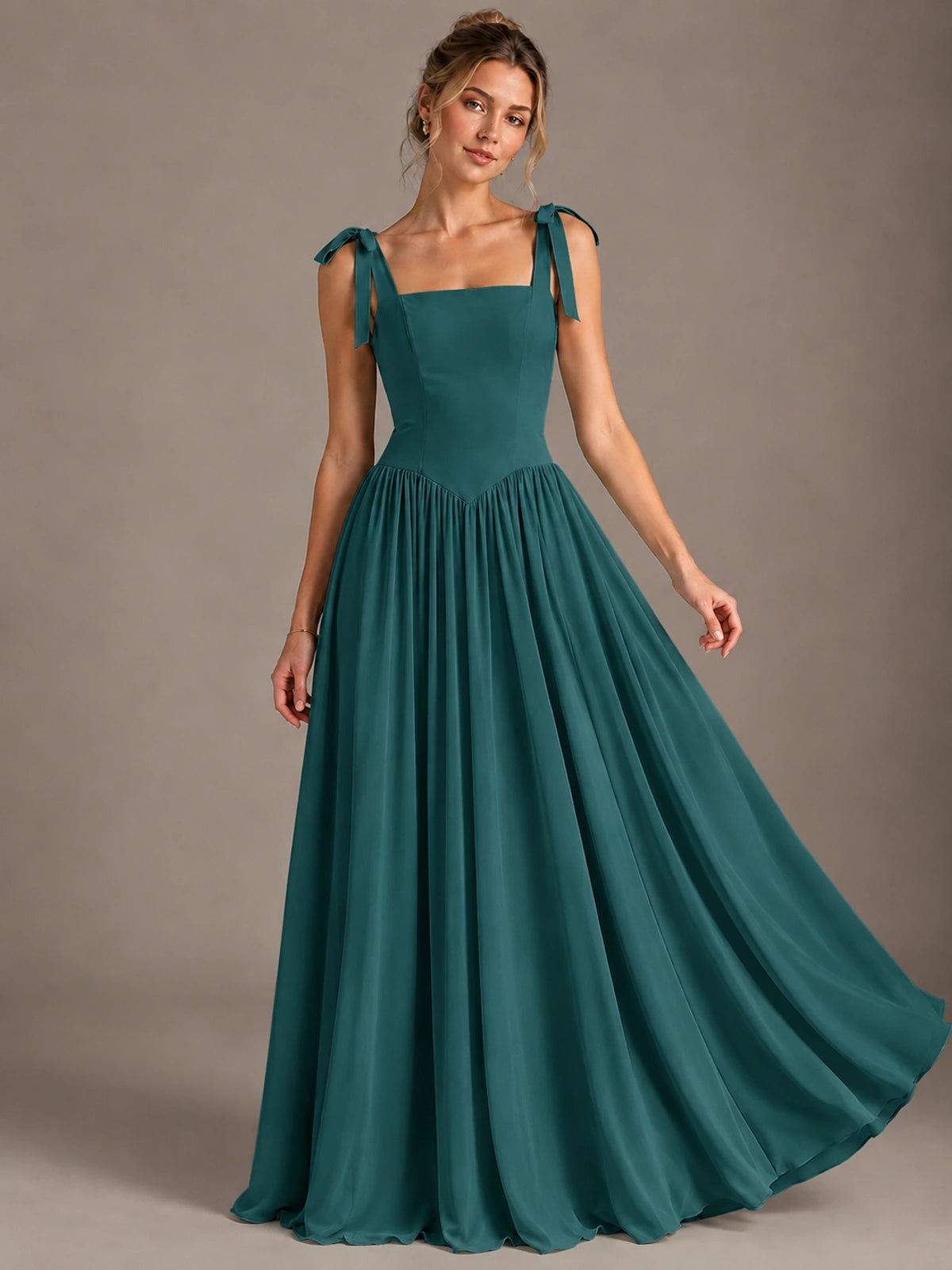 Square Neck A-Line Maxi Dress