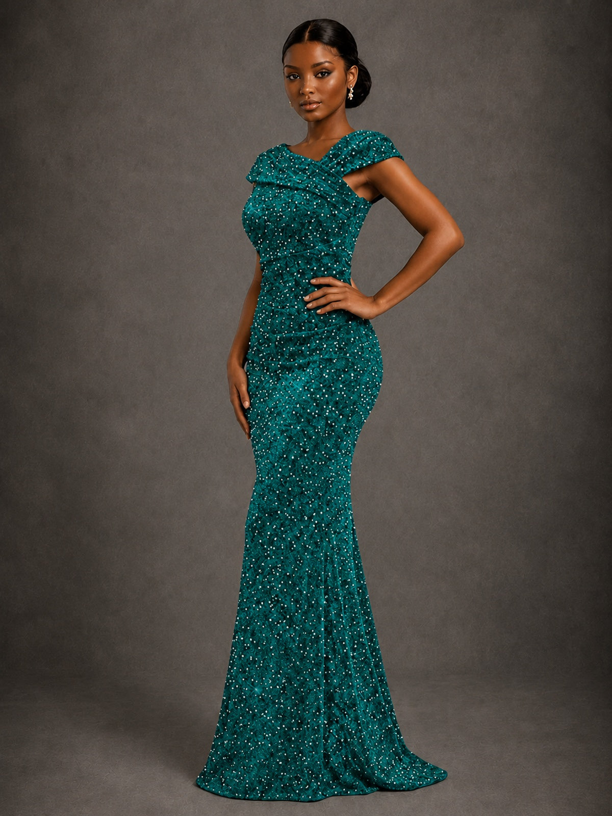Sequin Off Shoulder Mermaid Prom Dress