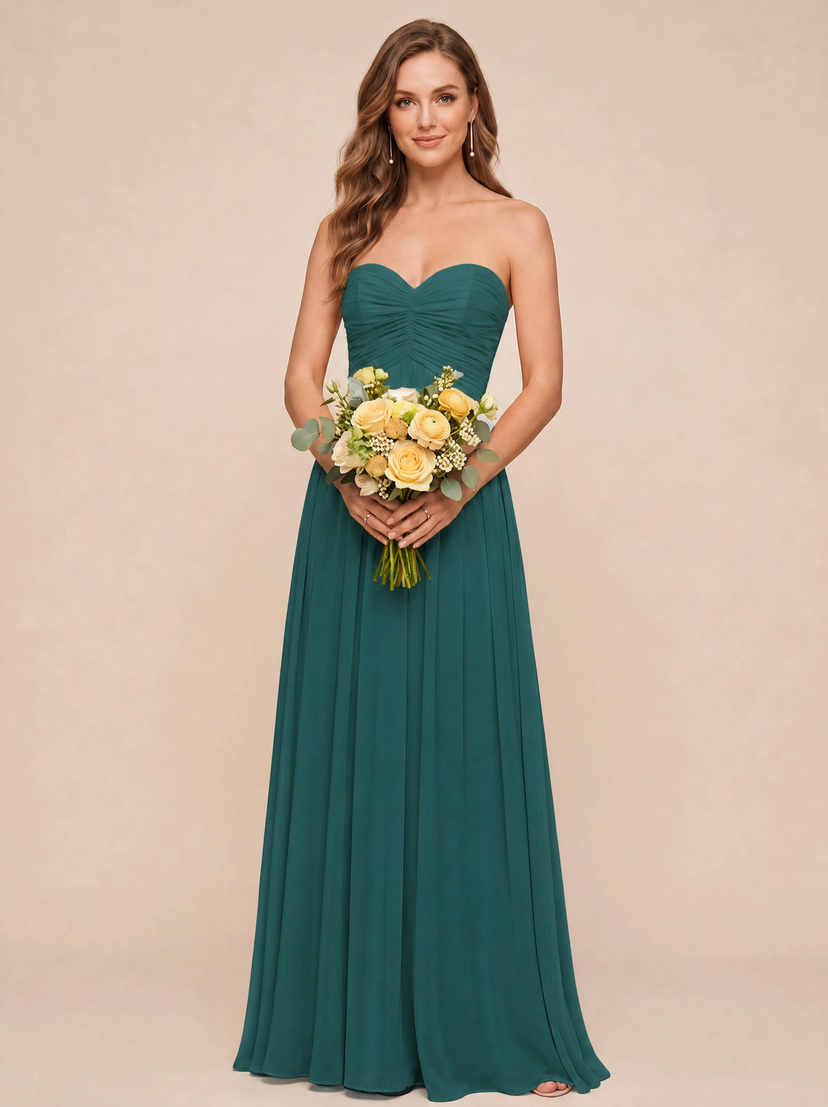 Strapless Pleated Chiffon A-Line Bridesmaid Dress