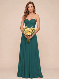 Strapless Pleated Chiffon A-Line Bridesmaid Dress
