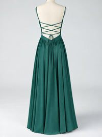 Spaghetti Strap Ruched Chiffon Maxi Dress with Backless