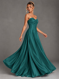 Sweetheart Neck Strapless Satin A-Line Prom Dress