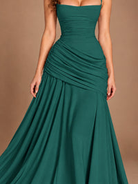Butter Yellow Square Neck Ruched A-Line Prom Dress