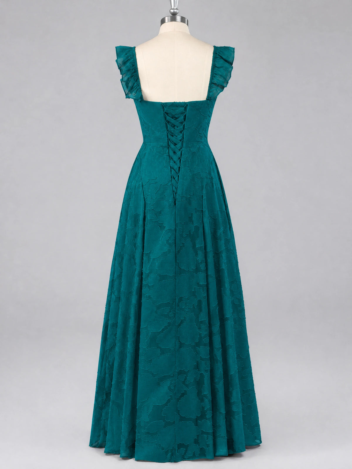 Jacquard Square Neck A-Line Maxi Dress