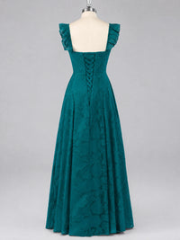 Jacquard Square Neck A-Line Maxi Dress