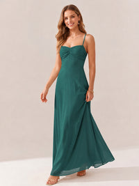 JOVELLEE Yellow Sweetheart Ruched Bust Chiffon Maxi Dress