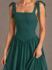 Square Neck A-Line Maxi Dress