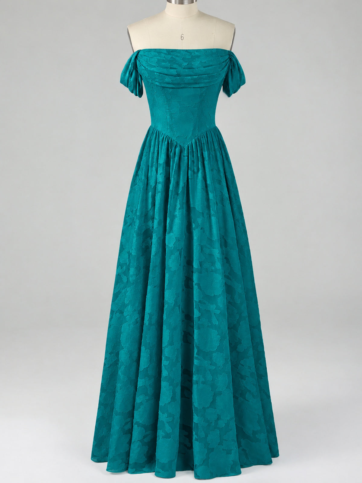 Off Shoulder Jacquard A-Line Maxi Dress