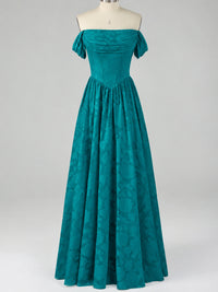 Off Shoulder Jacquard A-Line Maxi Dress