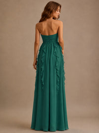 Srapless Sweetheart Chiffon Prom Dress Ruffle Formal Evening Gown