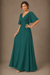 A-Line Chiffon Mother of the Bride Dress with Applique