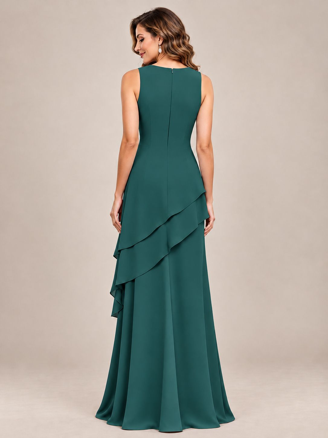 Dusty Blue Two-Piece Chiffon Mother of the Bride Dress with Jacket