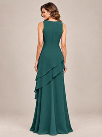 Dusty Blue Two-Piece Chiffon Mother of the Bride Dress with Jacket