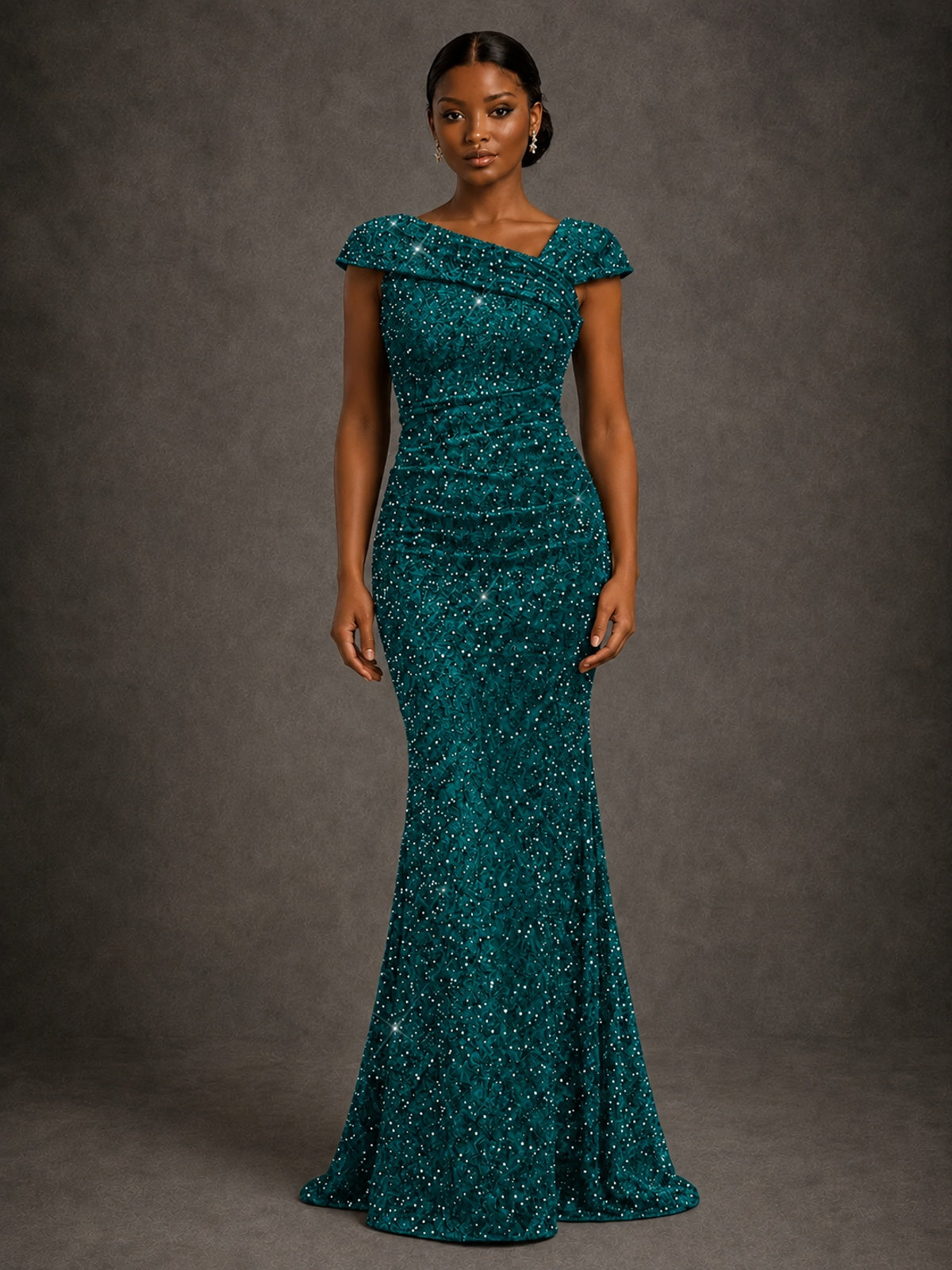 Sequin Off Shoulder Mermaid Prom Dress