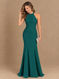 Halter Neckline Lace Appliques Mother of The Bride Dresses