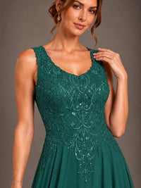 A-line 2 Pieces Chiffon Appliques Mother of The Bride Dresses with Jackets