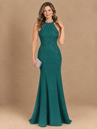 Halter Neckline Lace Appliques Mother of The Bride Dresses