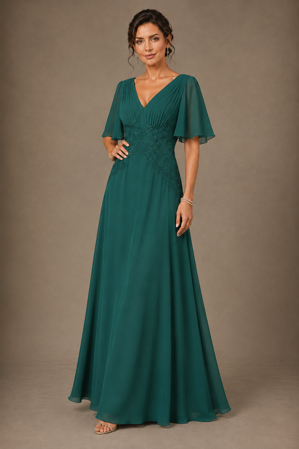 A-Line Chiffon Mother of the Bride Dress with Applique
