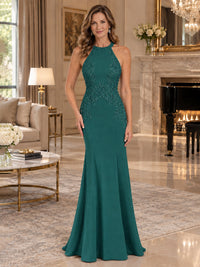 Halter Neckline Lace Appliques Mother of The Bride Dresses