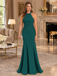 Halter Neckline Lace Appliques Mother of The Bride Dresses