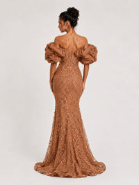 Sequin Off-Shoulder Ruffle Mermaid Prom Dress
