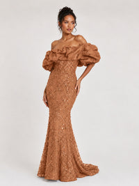 Sequin Off-Shoulder Ruffle Mermaid Prom Dress