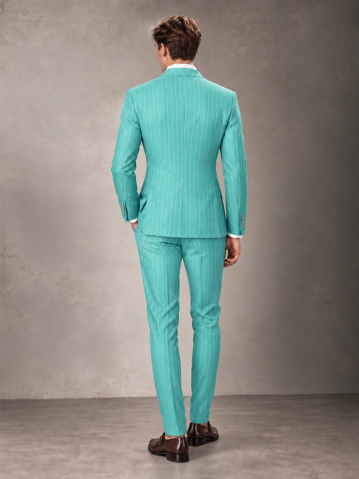 Double Breasted Pinstripe Men's Suit 2 Piece (Jacket & Pants) for Wedding & Formal Prom