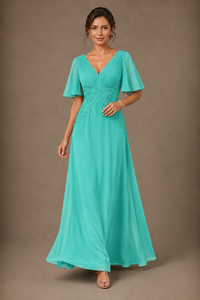 A-Line Chiffon Mother of the Bride Dress with Applique