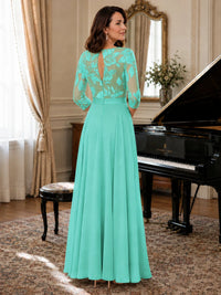 Lace Applique Wide-Leg Chiffon Mother of the Bride Jumpsuit