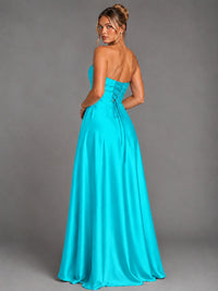 Sweetheart Neck Strapless Satin A-Line Prom Dress