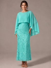 Light Blue Sequin 2 Pieces Mother of the Bride Dress