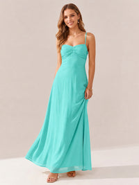 JOVELLEE Yellow Sweetheart Ruched Bust Chiffon Maxi Dress