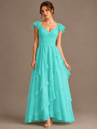 Ruffle Tiered V Neck Maxi Dress