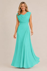Cowl Neck Ruched Chiffon Mother of the Bride Dress