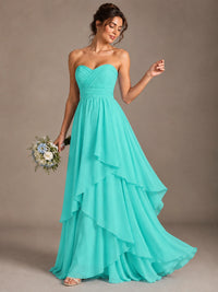 Strapless Ruffle A-Line Maxi Dress