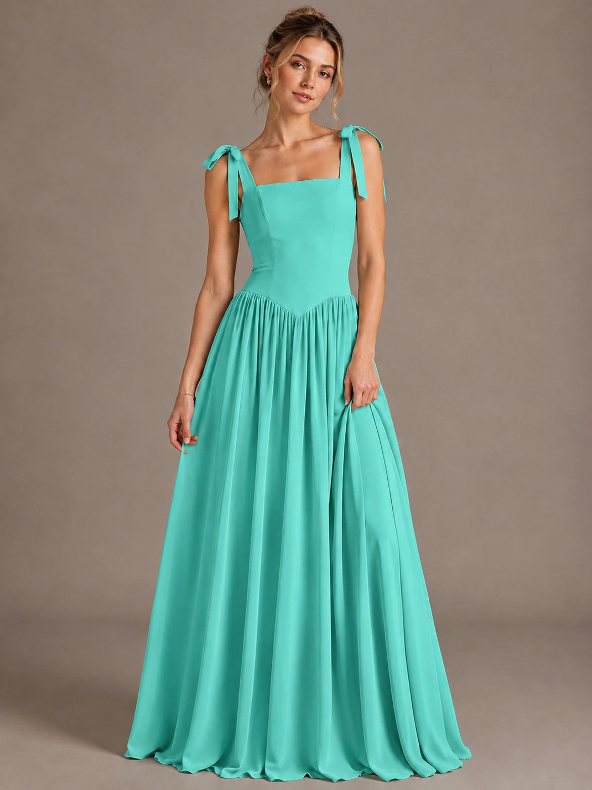 Square Neck A-Line Maxi Dress