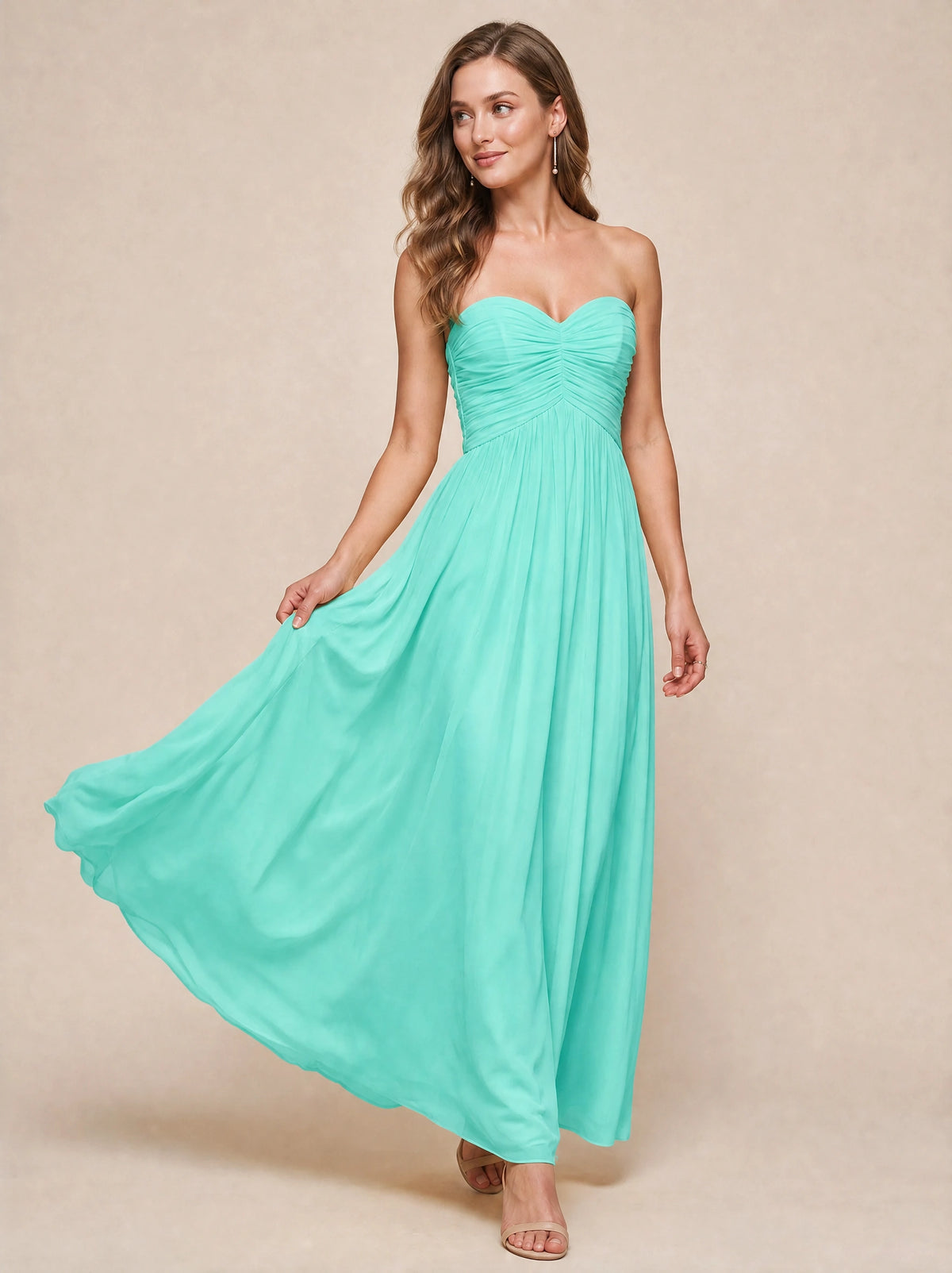 Strapless Pleated Chiffon A-Line Bridesmaid Dress