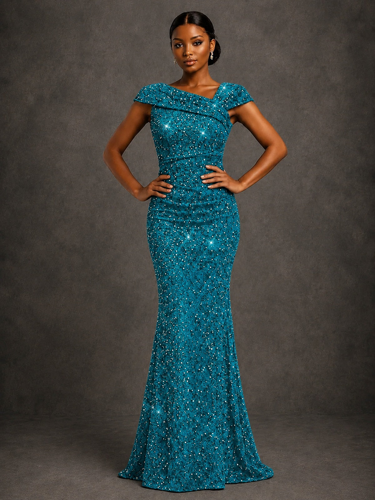 Sequin Off Shoulder Mermaid Prom Dress