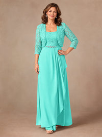 Blush Pink A-Line Mother of the Bride Dress with Lace Jacket and Ruffles