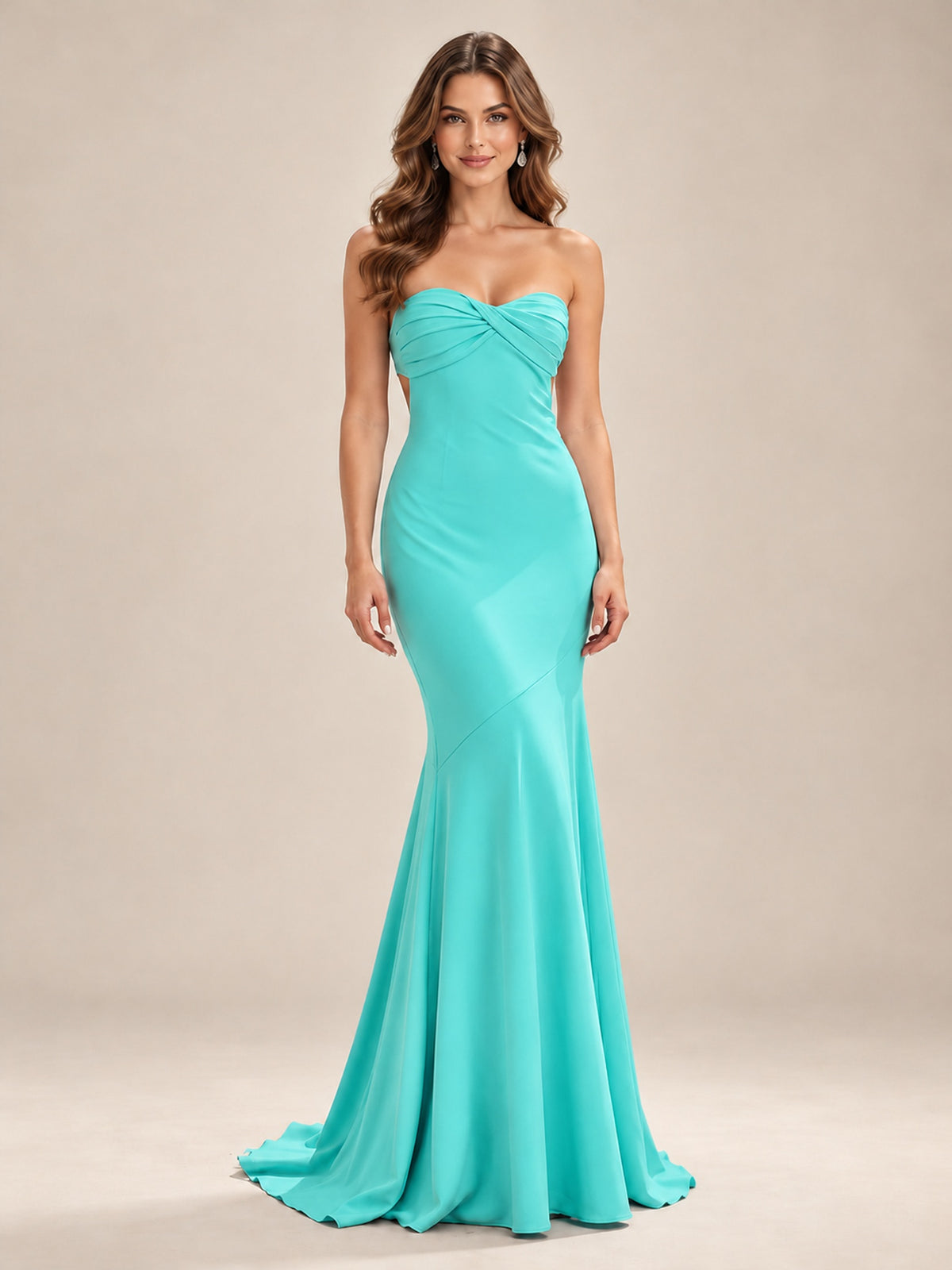 Light Blue Strapless Sweetheart Mermaid Prom Dress with Pleated Bodice