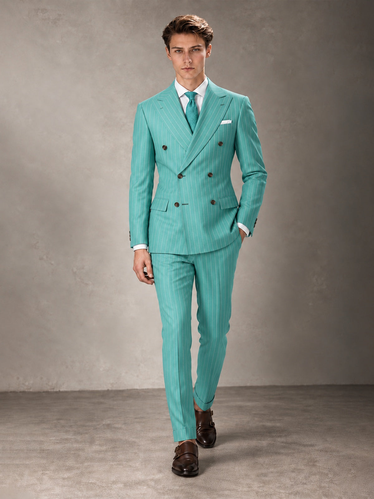 Double Breasted Pinstripe Men's Suit 2 Piece (Jacket & Pants) for Wedding & Formal Prom