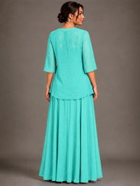 A-line 2 Pieces Chiffon Appliques Mother of The Bride Dresses with Jackets