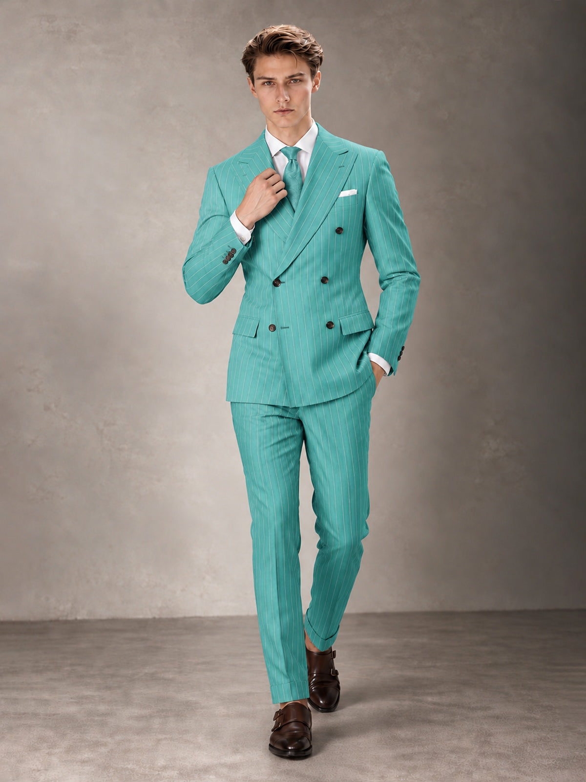 Double Breasted Pinstripe Men's Suit 2 Piece (Jacket & Pants) for Wedding & Formal Prom