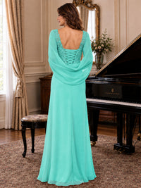 Elegant Applique Chiffon Mother of the Bride Dress with Cape Sleeves